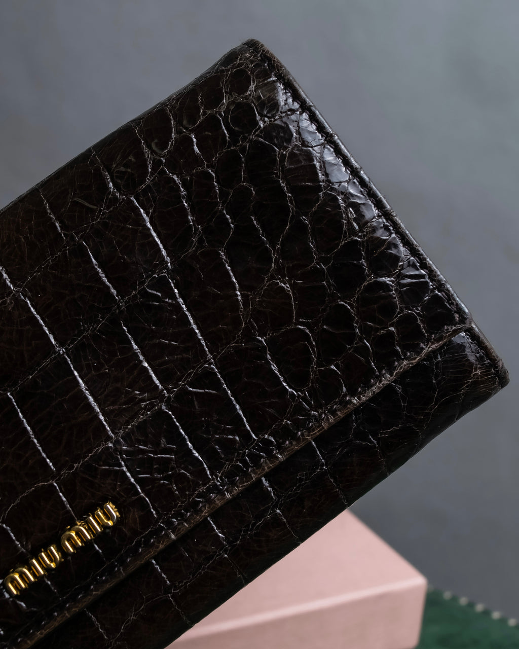 "MIU MIU" Crocodile embossed leather long wallet