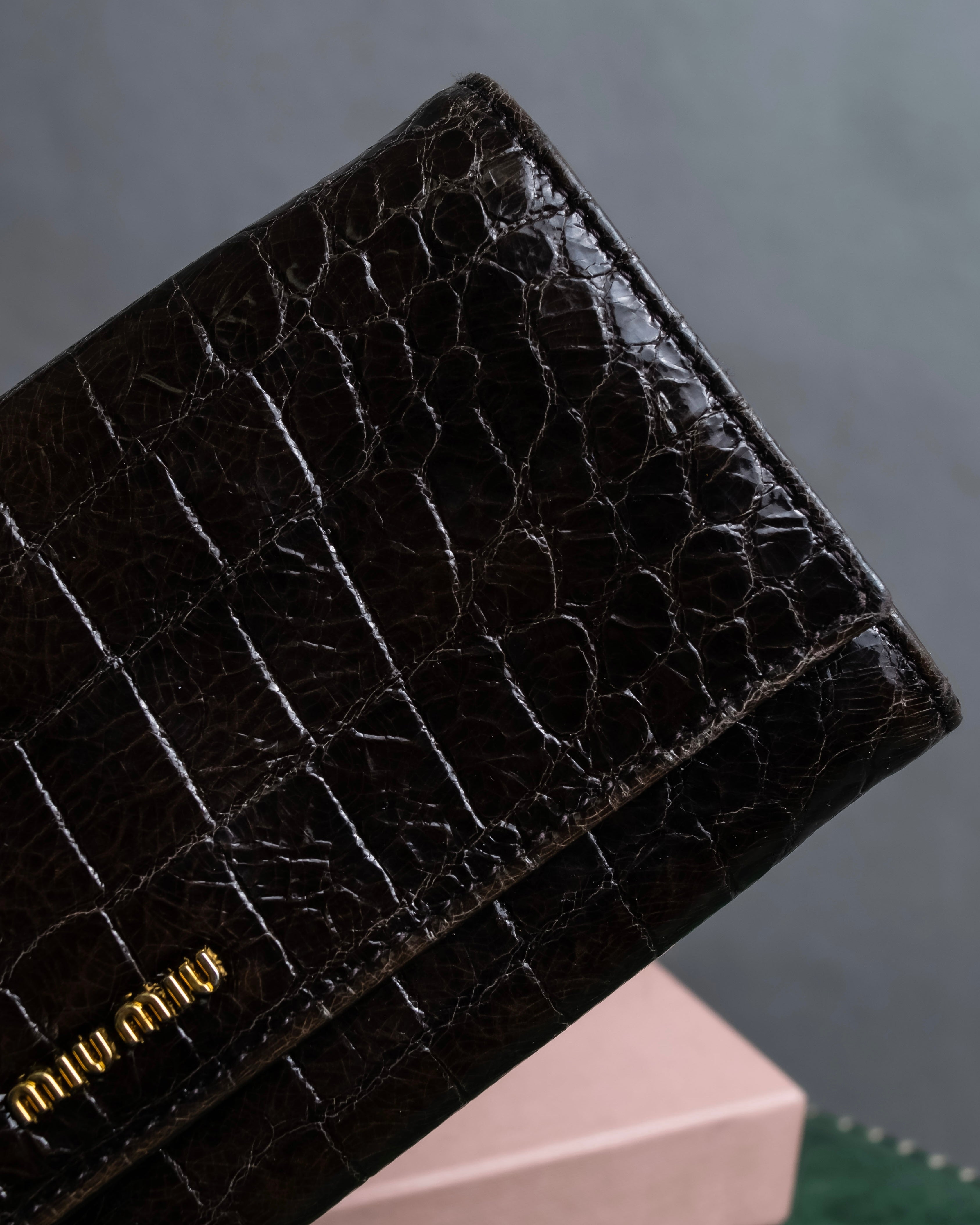 "MIU MIU" Crocodile embossed leather long wallet