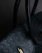 "Pierre Cardin" Turnlock design ostrich leather top handle bag