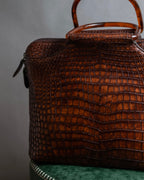 "Furdi" Crocodile embossed leather handbag