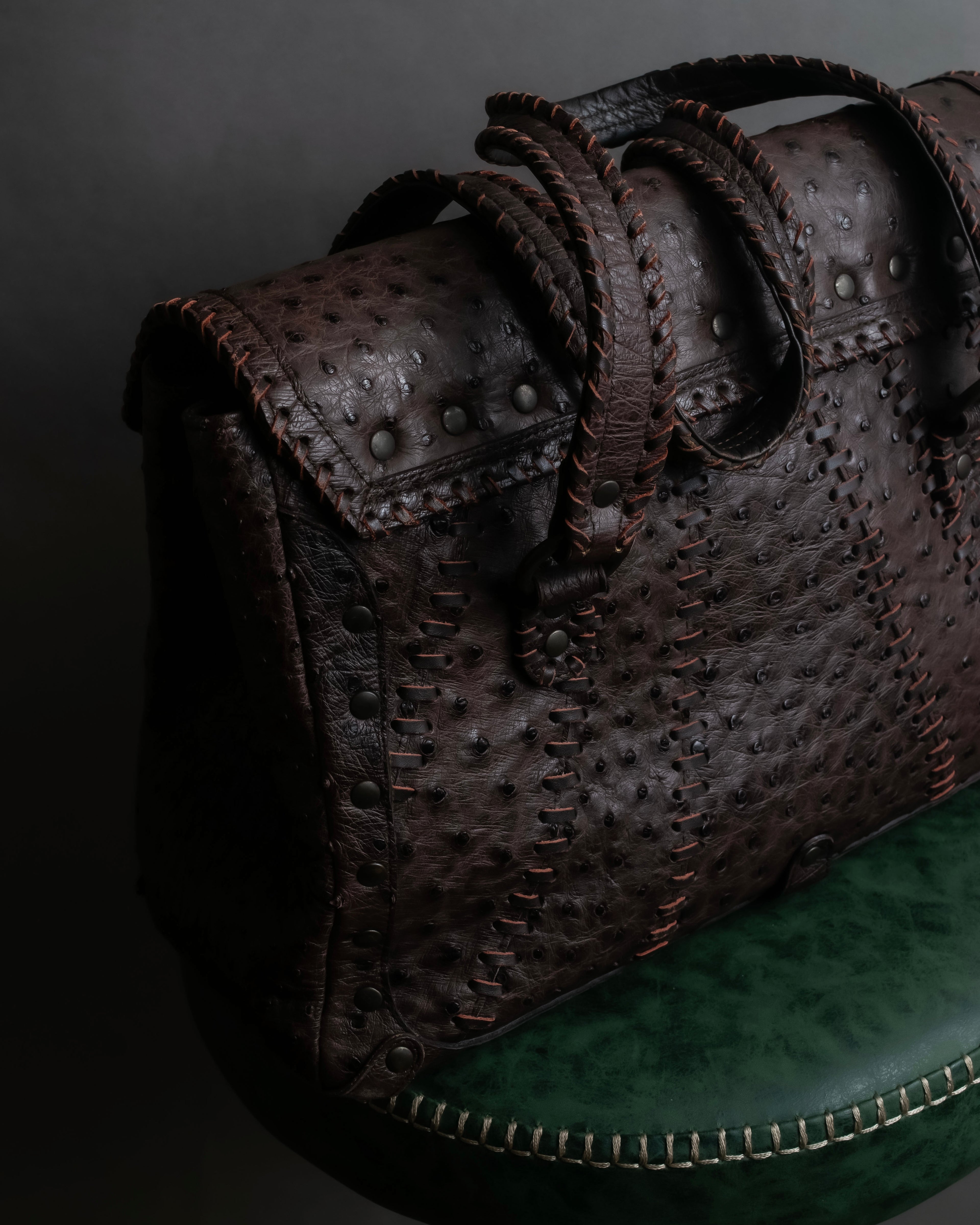 "Vintage JRA standard ostrich leather bag"