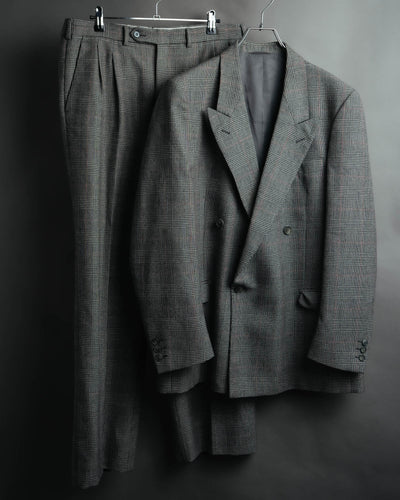-MOOD MILLÉSIMES- 80’s-90’s Prince of Wales check wool double-breasted setup suit