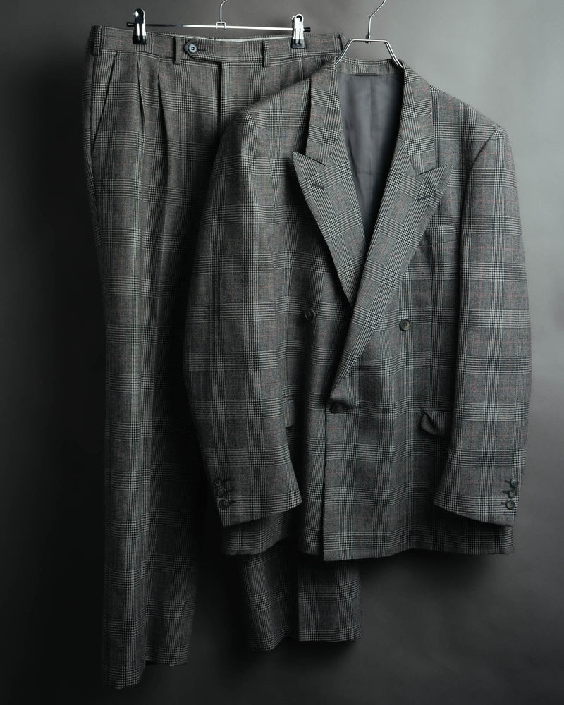 -MOOD MILLÉSIMES- 80’s-90’s Prince of Wales check wool double-breasted setup suit