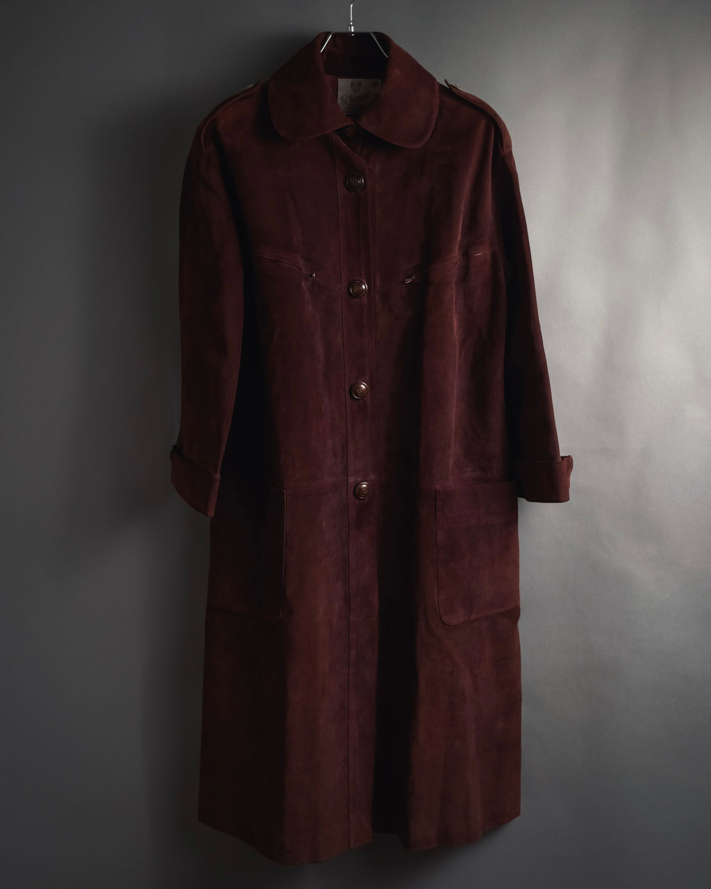 -SPECIAL- "GUCCI" 70’s Suede leather round collar coat