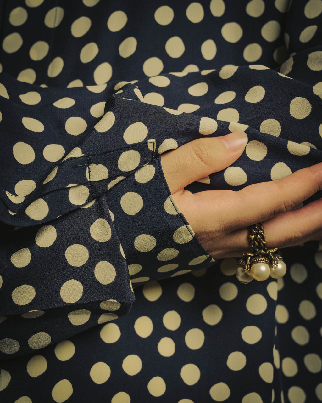 -SPECIAL- "Saint Laurent" 2019-2020 Polka dot silk long sleeve shirt