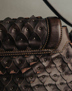 -SPECIAL- “Salvatore Ferragamo” 00’s-10’s Leather scale appliqué gancini shoulder bag