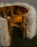“CELINE” 2010’s Fur covered cuff bracelet