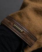 "BURBERRY" Cashmere blend design suede leather gloves
