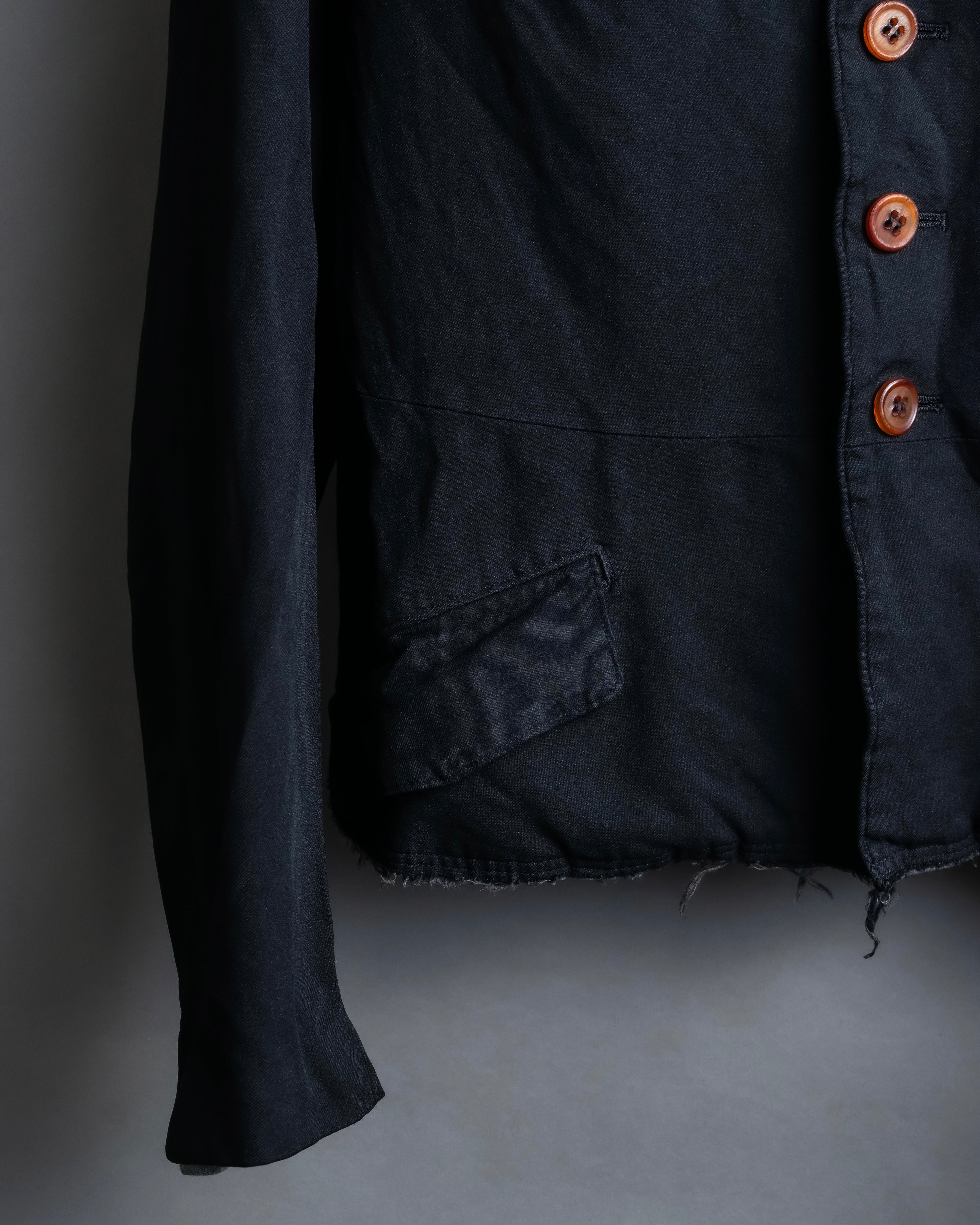 "COMME des GARCONS
COMME des GARCONS" 6 button detail raw edge jacket