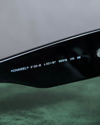 "CHANEL" Rhinestone &amp; Coco mark engraved black lens sunglasses