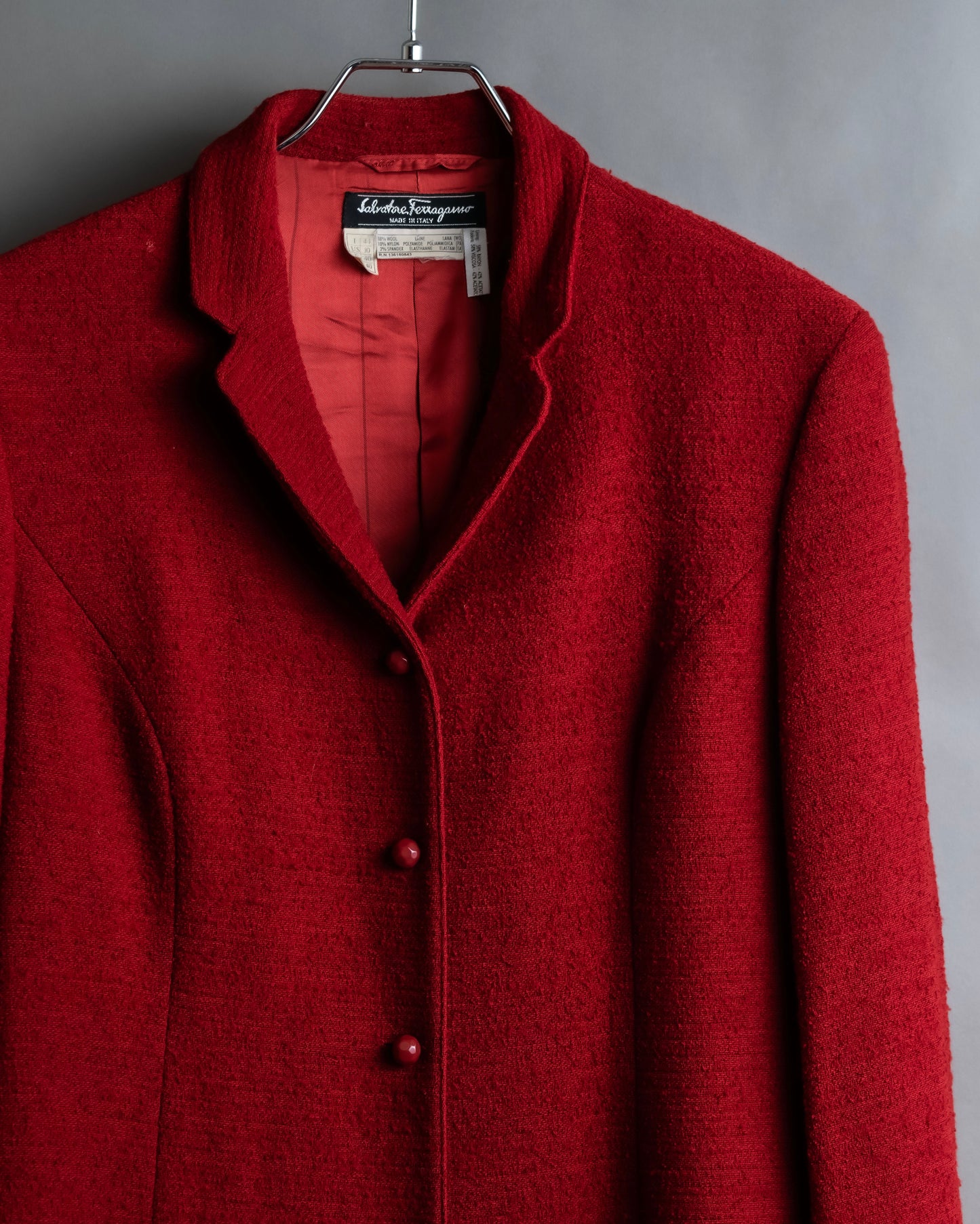 "Salvatore Ferragamo" Vivid red color wool mix tailored jacket