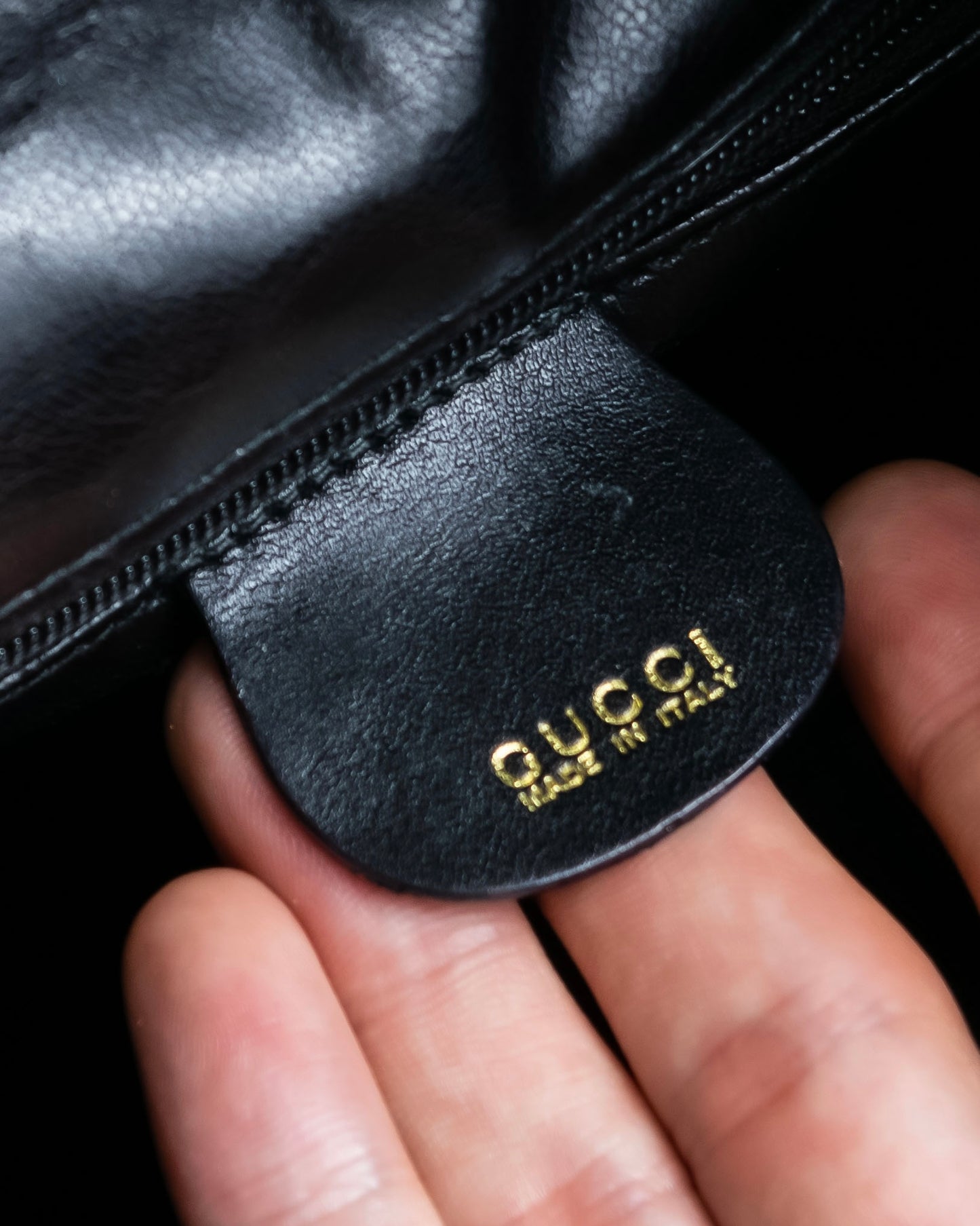 "GUCCI" One handle design leather bamboo bag