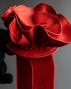 "YVES SAINT LAURENT" Rose motif leather choker＆ribbon accessories