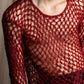 "Y's" Vivid red color mesh knit pullover