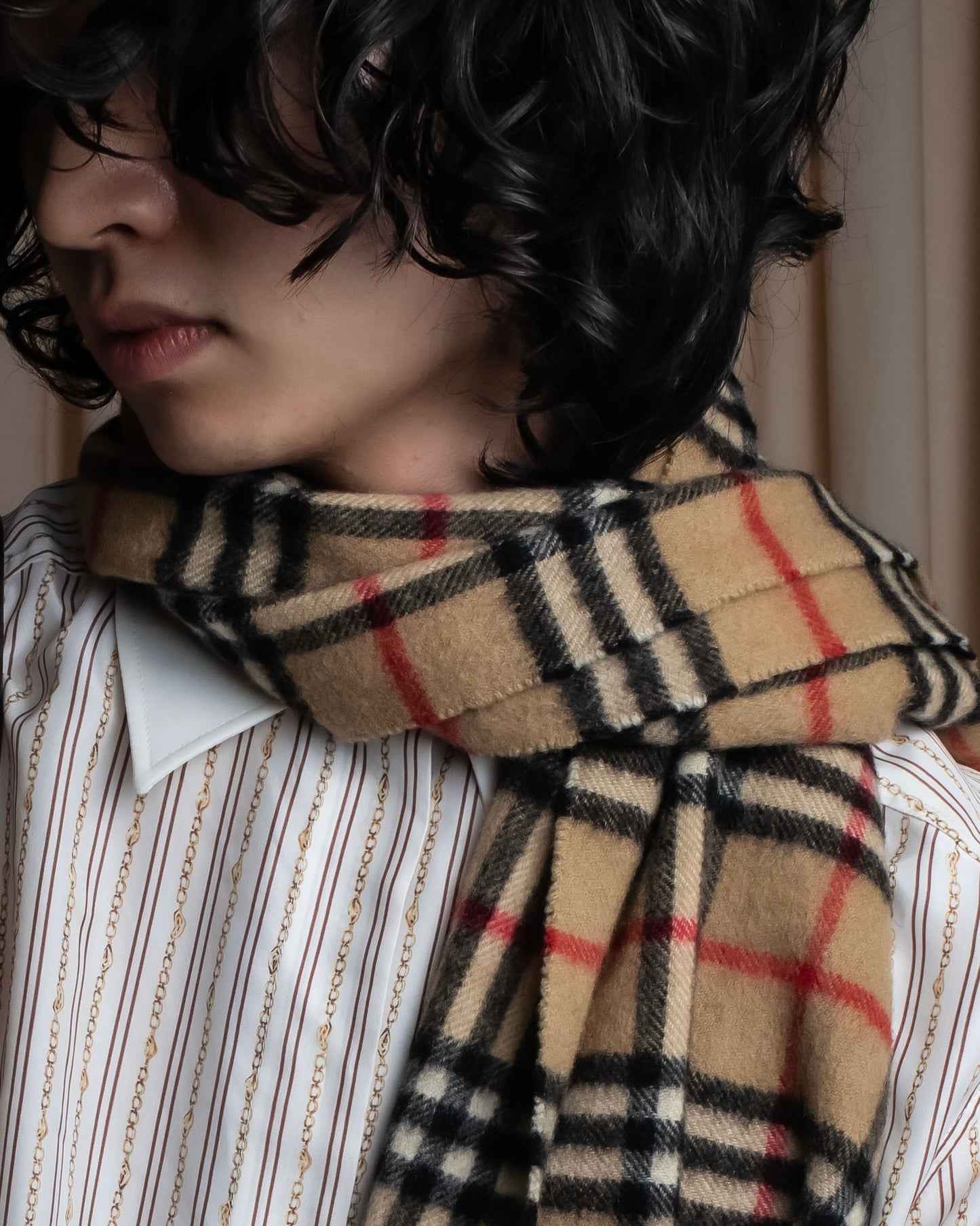 "BURBERRYS" Nova check pattern fringe design muffler