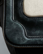 "Chloe" Leather &amp; canvas combination design chain crossbody bag