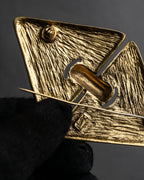 "YVES SAINT LAURENT" Granular texture diamond gold brooch