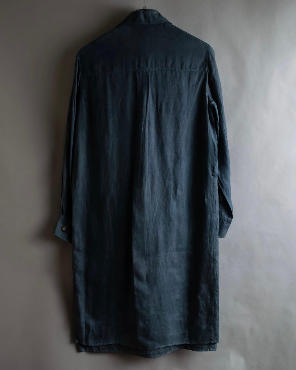 "HERMES" 90's Military detail linen long shirt dress