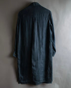 "HERMES" 90's Military detail linen long shirt dress