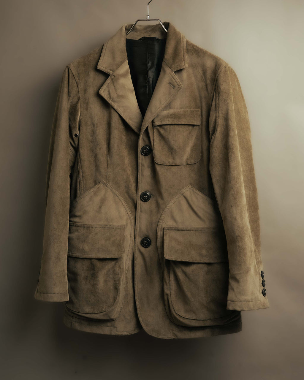 “GIORGIO ARMANI” 90’s-00’s Suede-effect multi-pocket tailored field jacket