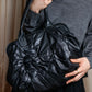 "VALENTINO" pleated gather design nappa leather one shoulder bag