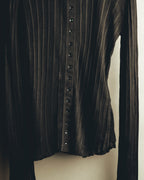 "SAINT LAURENT PARIS" 2020's Sheer ribbed silk blend polo cardigan