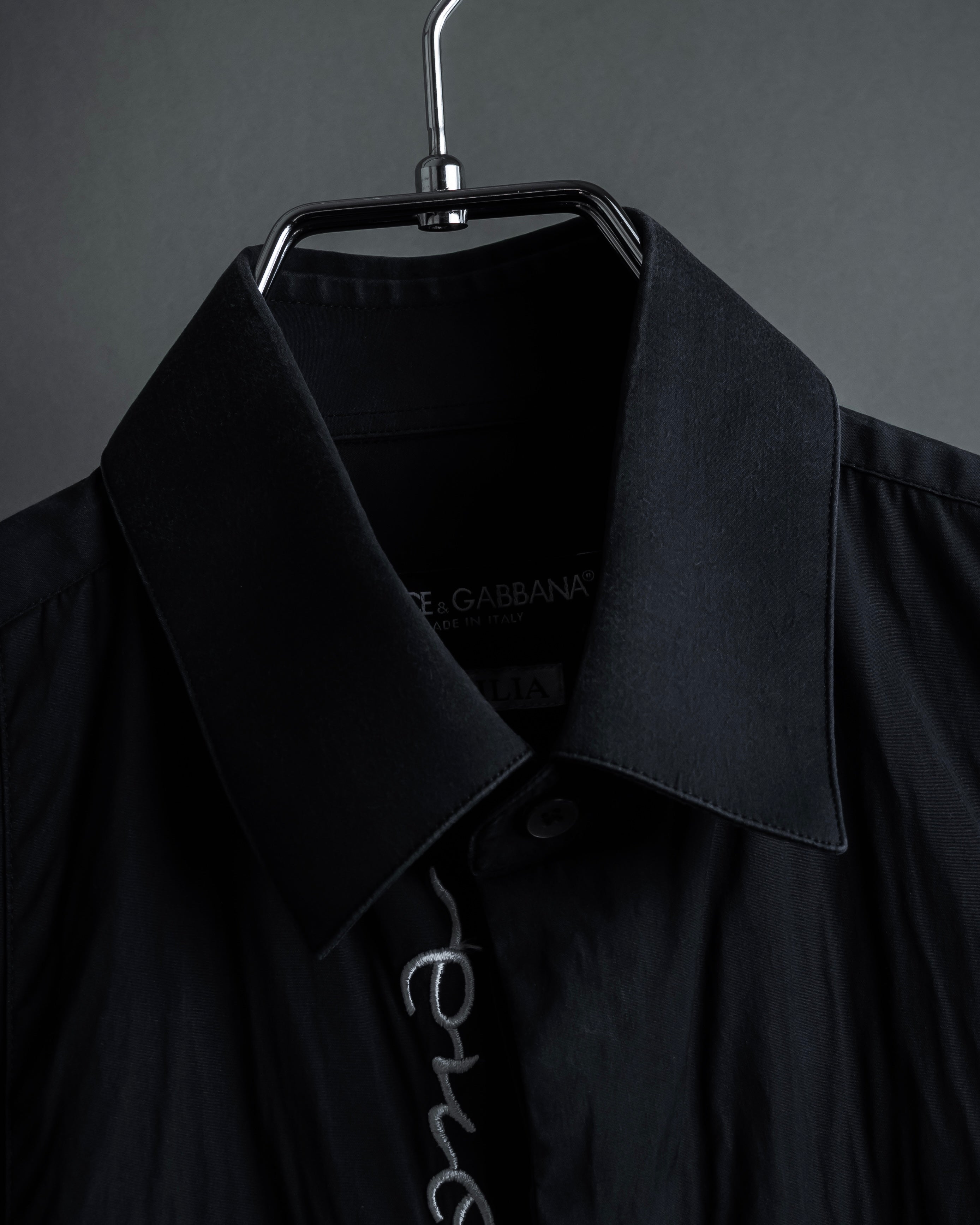 "Dolce & Gabbana" Logo embroidered tie design dress shirt