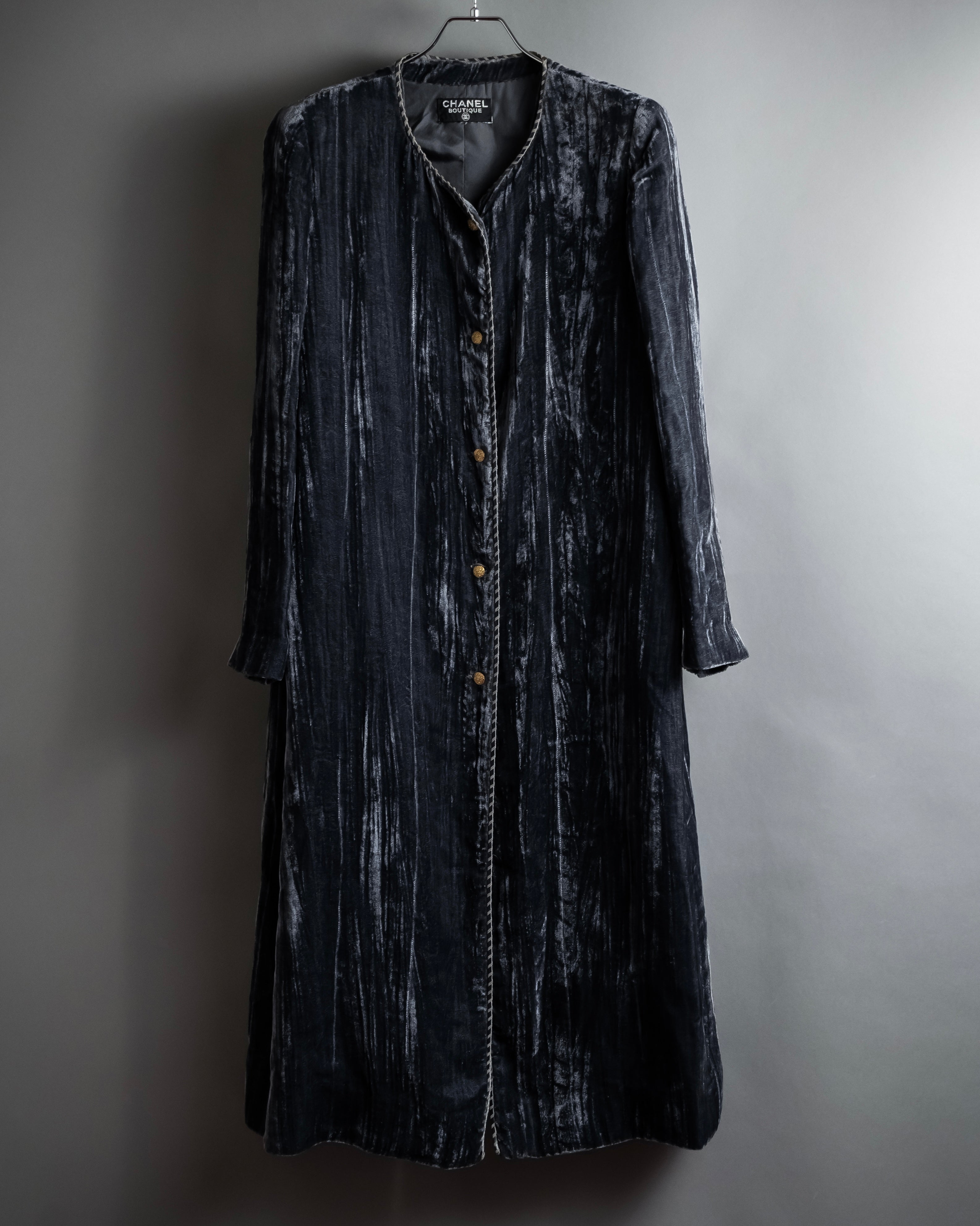 -SPECIAL- "CHANEL" 90's-00's Crushed velvet long dress