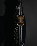 "Salvatore Ferragamo" 00’s-10’s tiger’s eye satin pleated chain bag