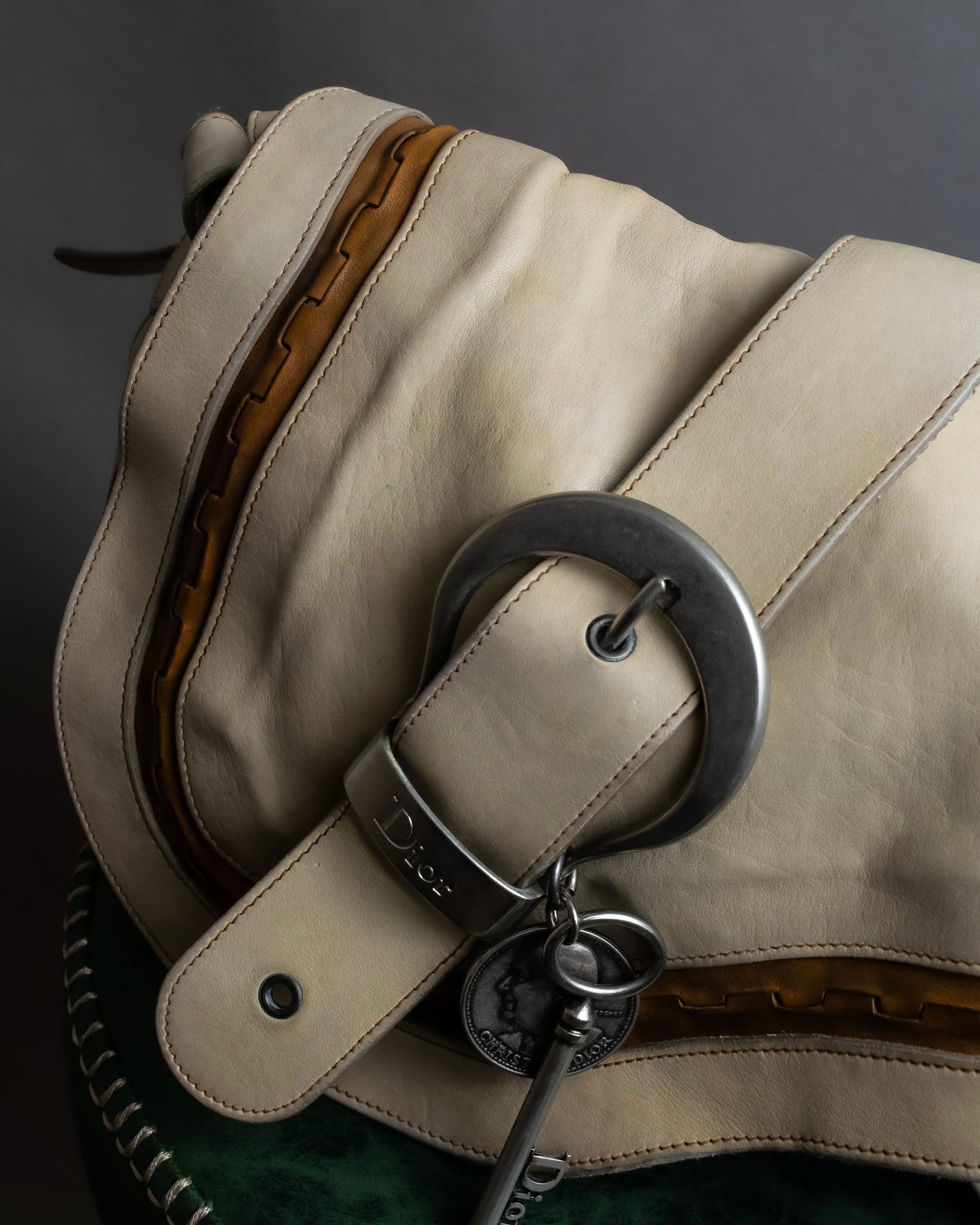 "Christian Dior" Gaucho saddle one shoulder leather bag