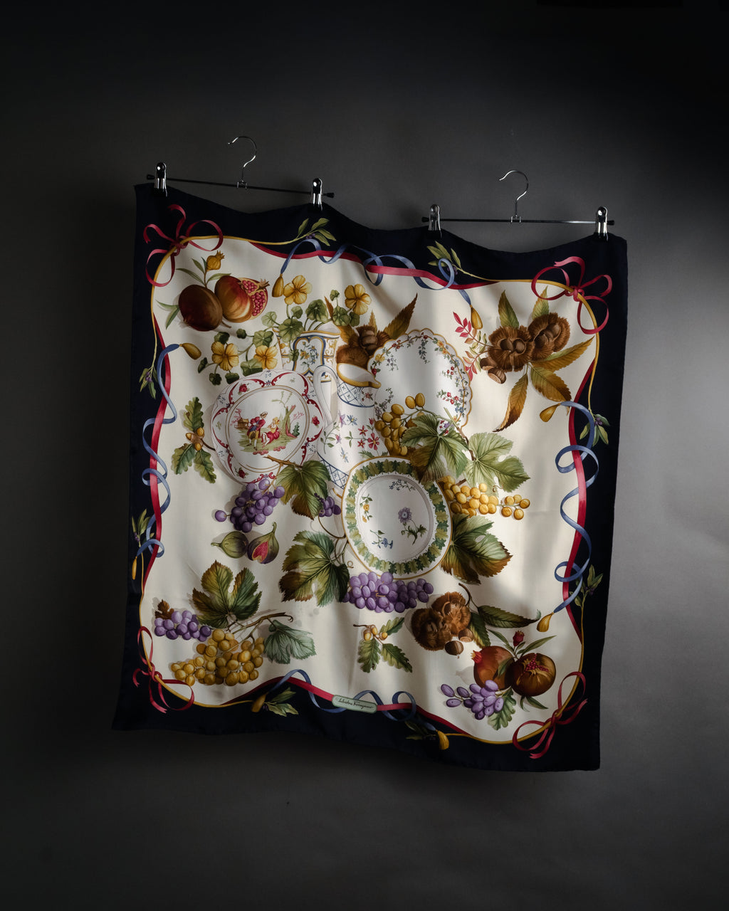 “Salvatore Ferragamo” 90’s Harvest still life silk scarf