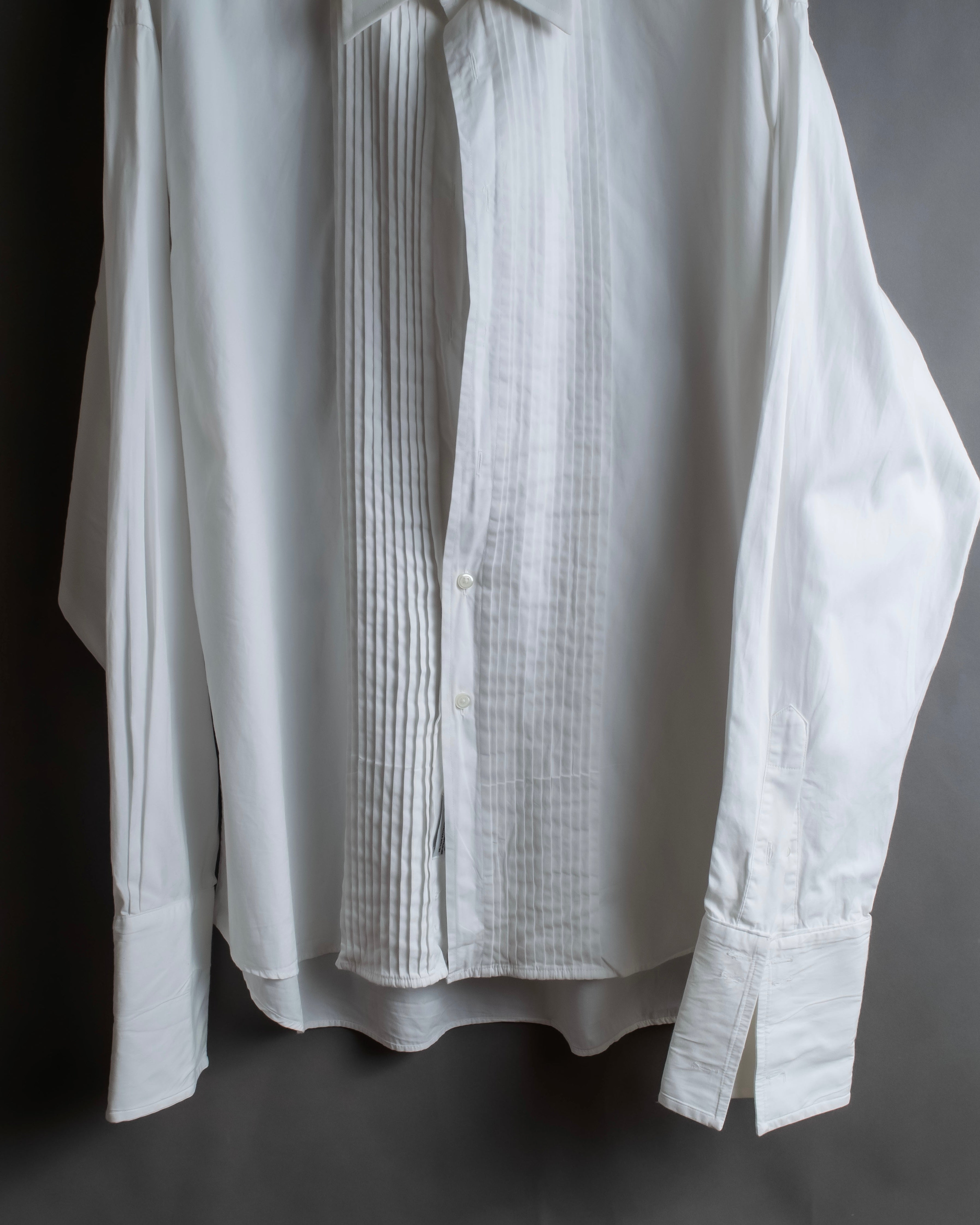 "Christian Dior" Pintuck design wide spread collar dress shirt