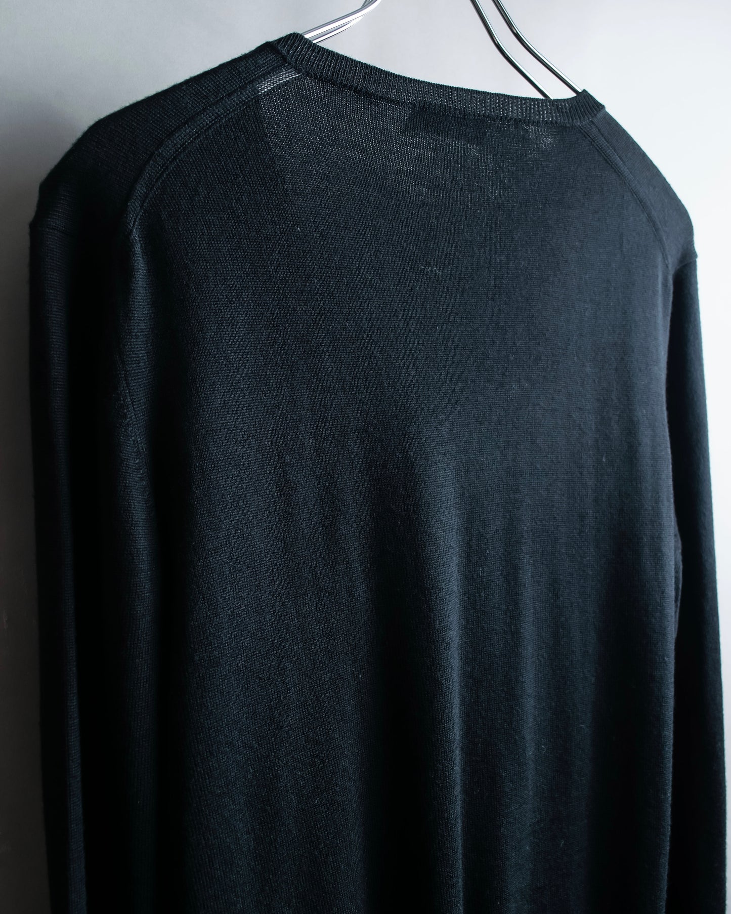 "PRADA" V-neck relaxed wool high gauge knit pullover