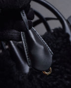 "BALENCIAGA" Padlock design shearling leather bag