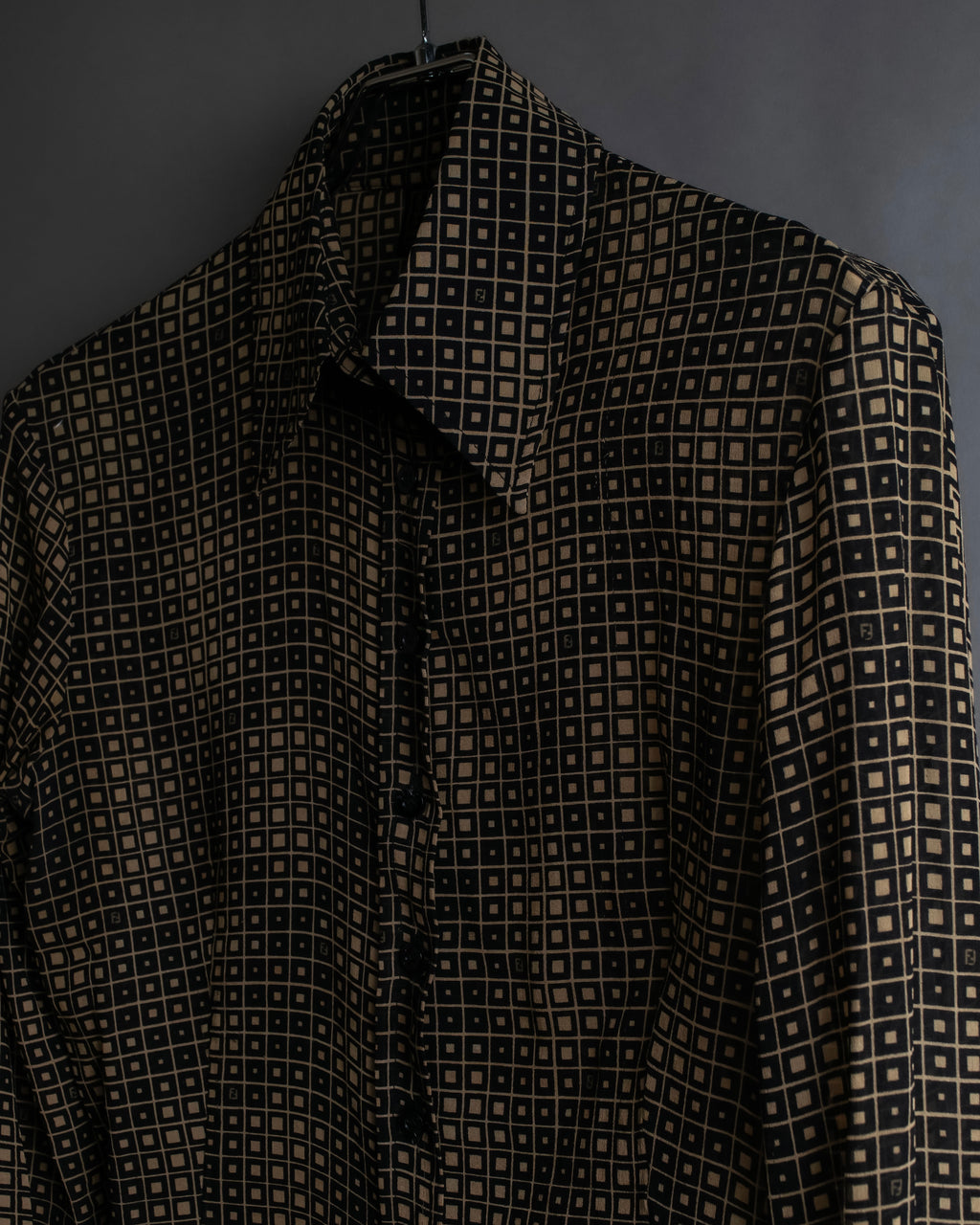 "FENDI" Geometric pattern logo printed shirt