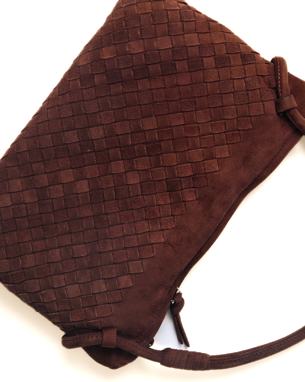 BOTTEGA VENETA/ Intrecciato Beautiful Suede Handbag Red Brown
