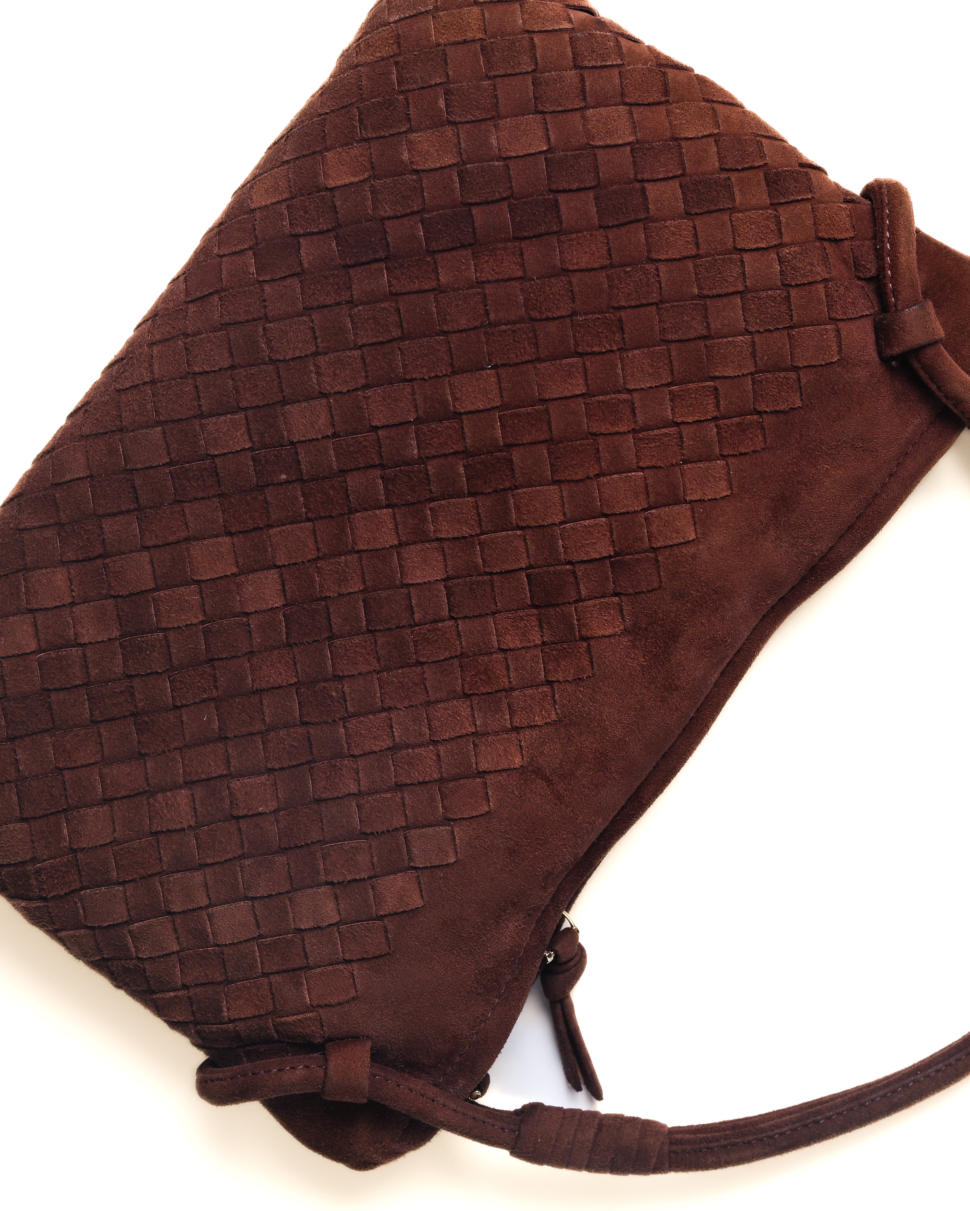 BOTTEGA VENETA/ Intrecciato Beautiful Suede Handbag Red Brown