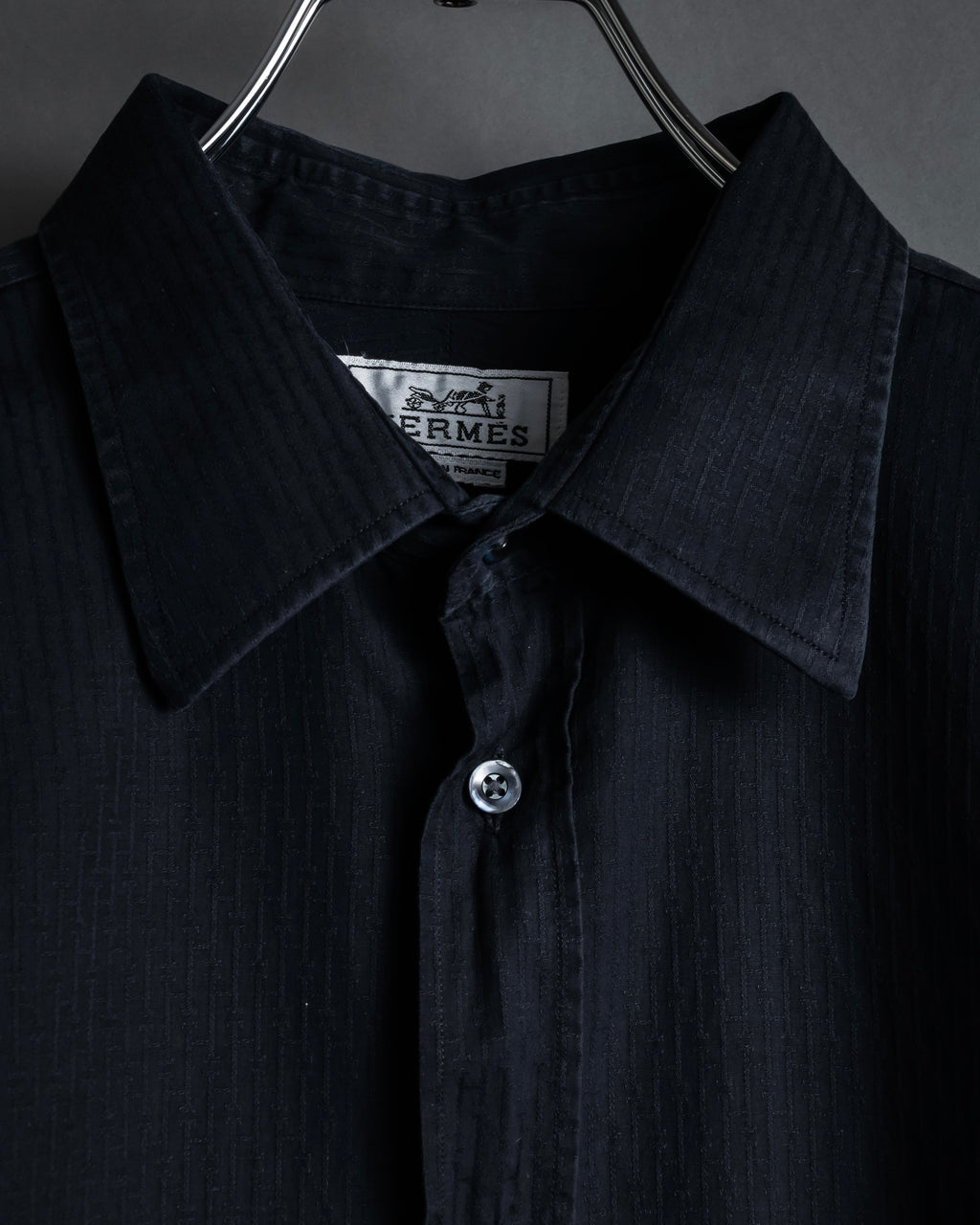"HERMES" 90’s H-jacquard selier button shirt