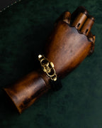 "CELINE" Horse-drawn carriage motif buckle leather bracelet