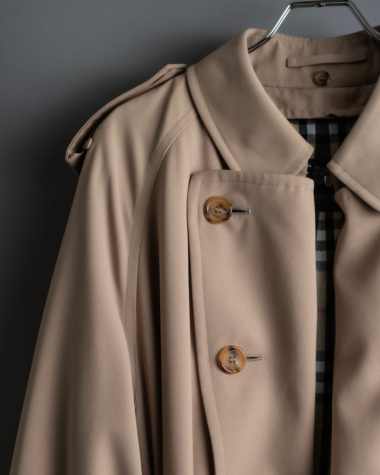 "BURBERRY" Military detail belted maxi length trench coat