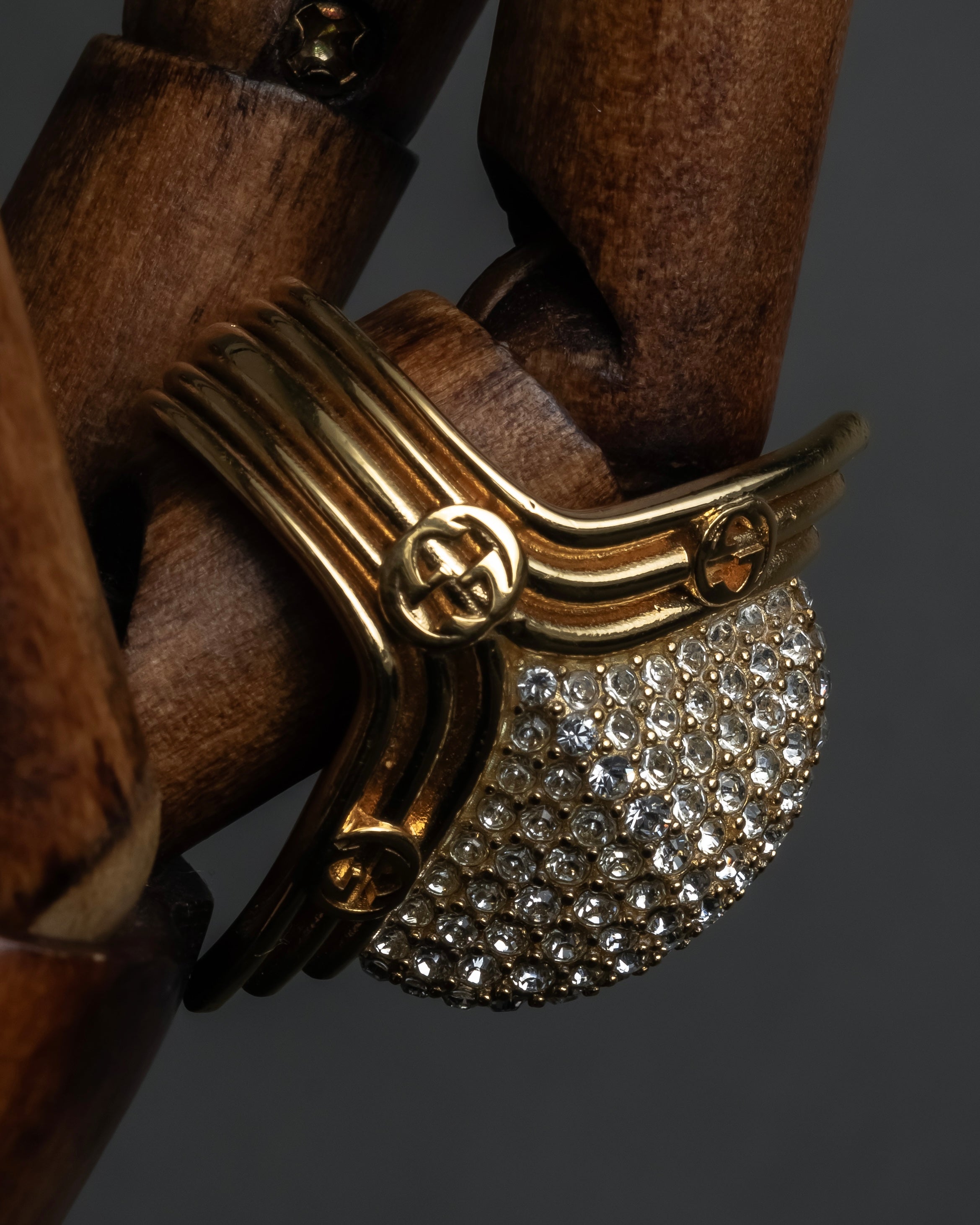 "GUCCI" Interlocking G rhinestone design dome-shaped ring