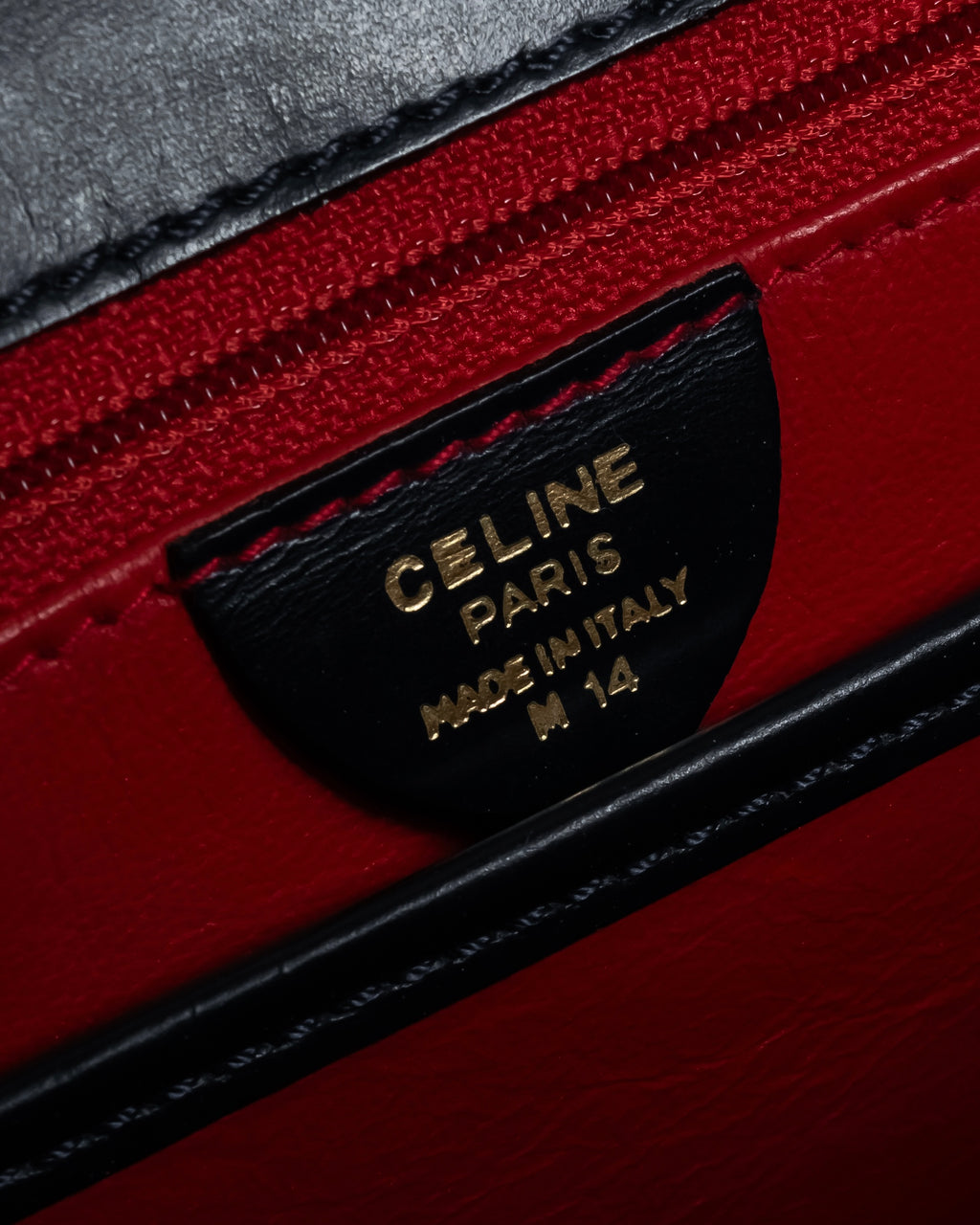 "CELINE" 80's-90's Square silhouette gold parts design leather hand bag