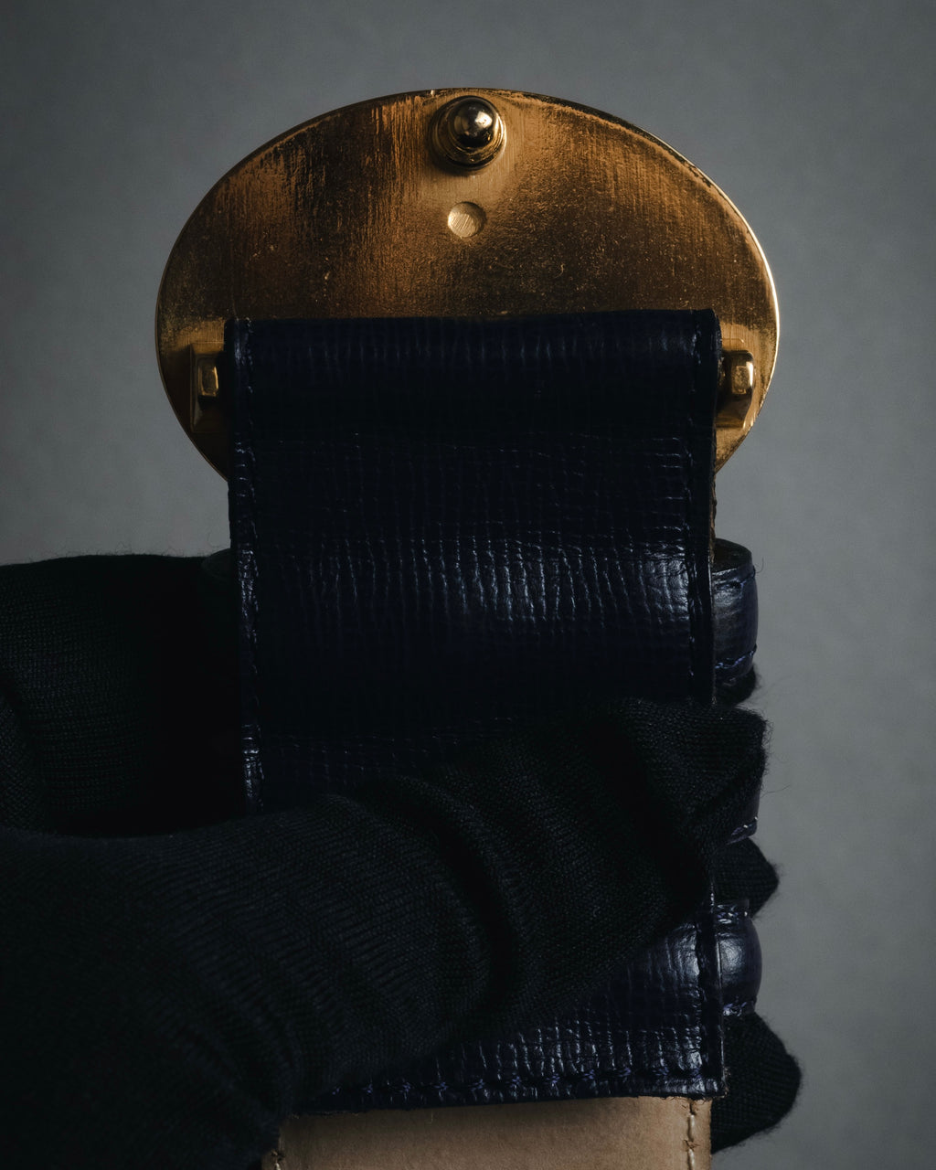 "Christian Dior" Oval logo buckle structured leather belt