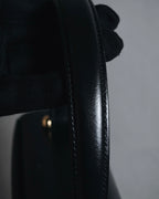 "PIERRE BALMAIN" 80’s-90’s box calf gold bar top handle bag