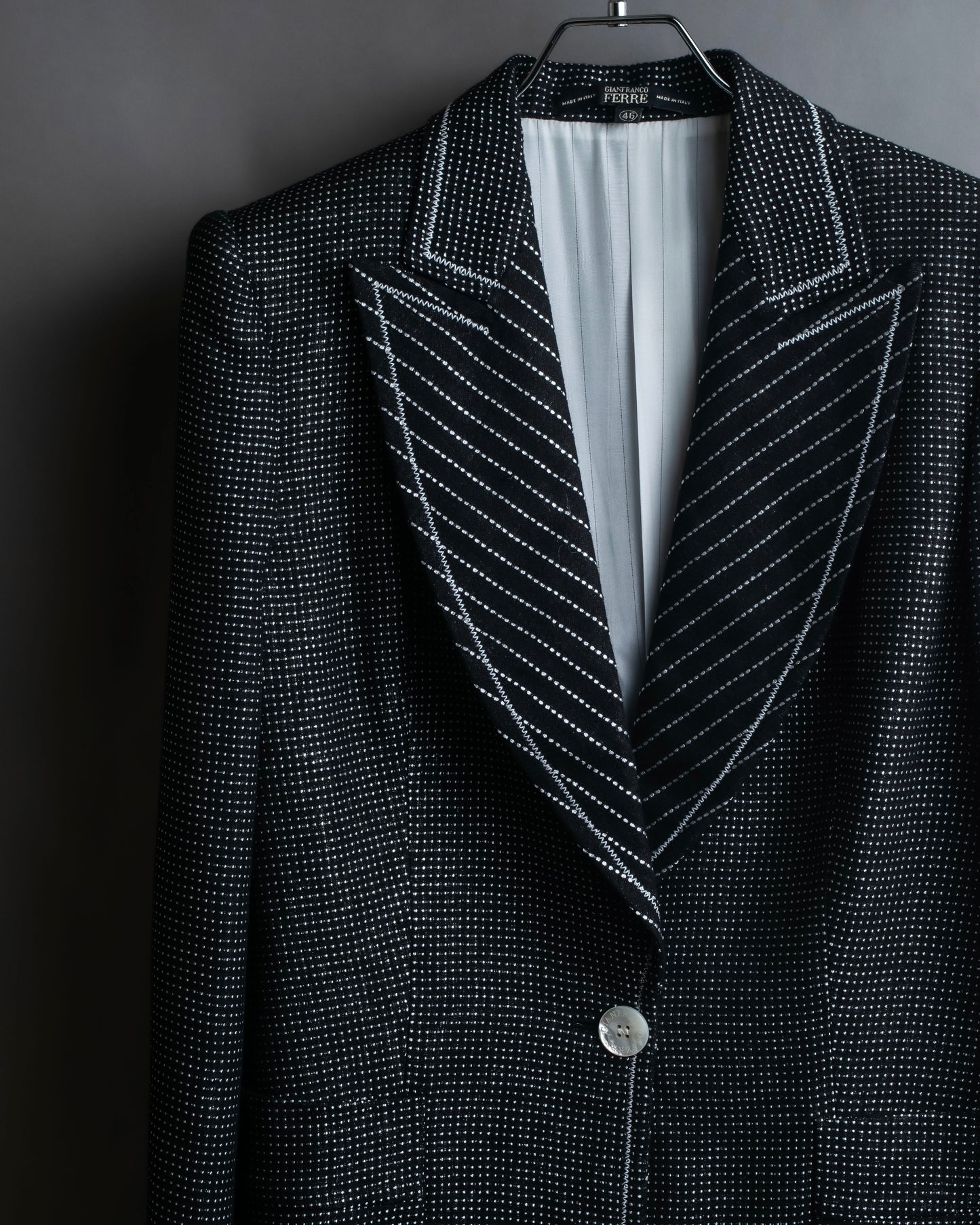 "GIANFRANCO FERRE" Striped＆dotted peak lapel tailored jacket