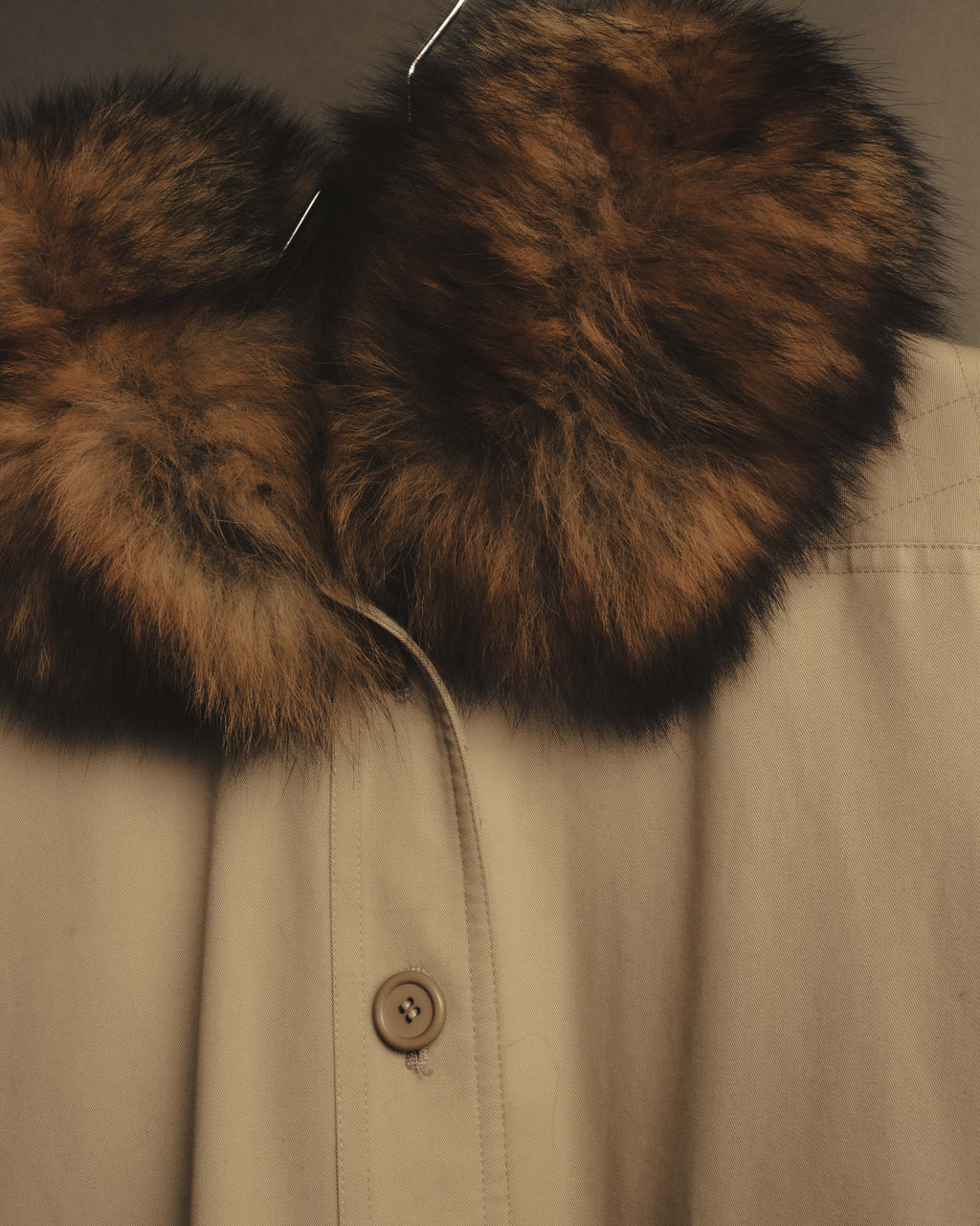 "Yves Saint Laurent" Vintage fox fur trimmed hooded long coat