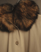 "Yves Saint Laurent" Vintage fox fur trimmed hooded long coat