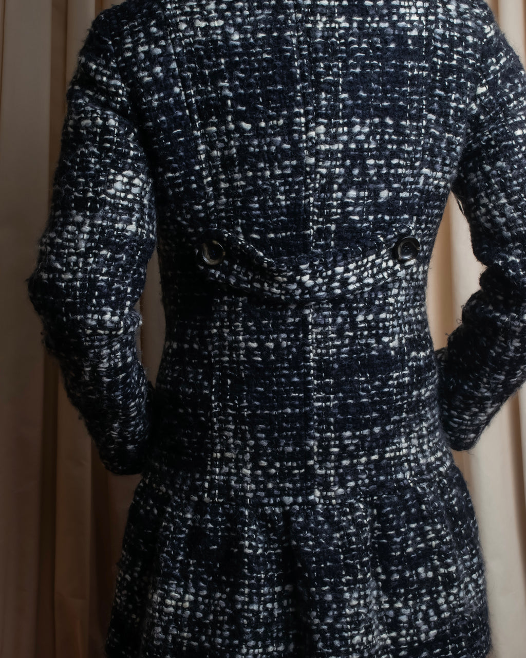 "Weekend Max Mara" Fur trimmed design collar tweed flare coat