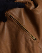"LOEWE" 80-90's Vintage texture leather zip hoodie