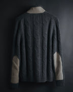 "H953" Shearling-collared cable-knit jacket